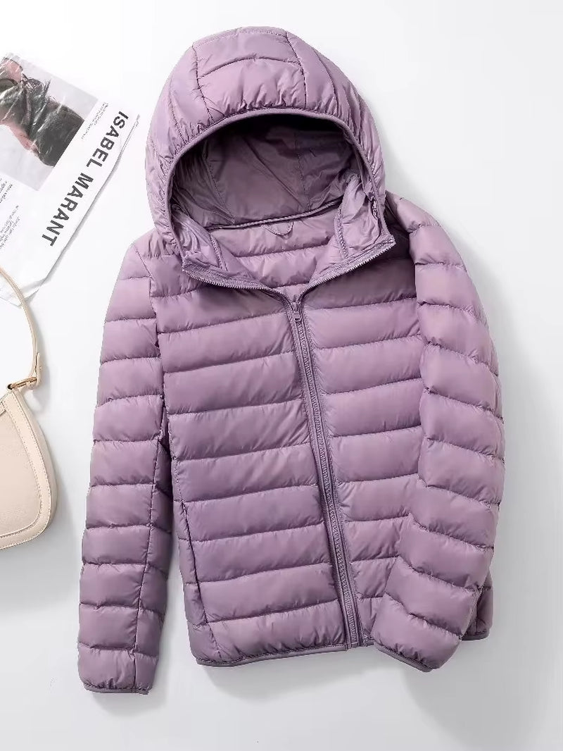 7XL plus Size down Jacket Women Hooded Ultra Light down Jacket Women plus Feather Winter Thin Warm Windbreaker Coats