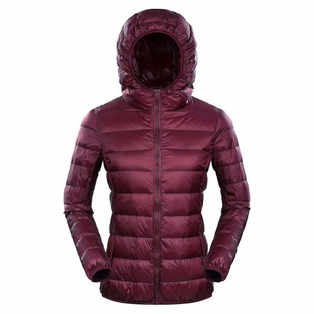 7XL plus Size down Jacket Women Hooded Ultra Light down Jacket Women plus Feather Winter Thin Warm Windbreaker Coats