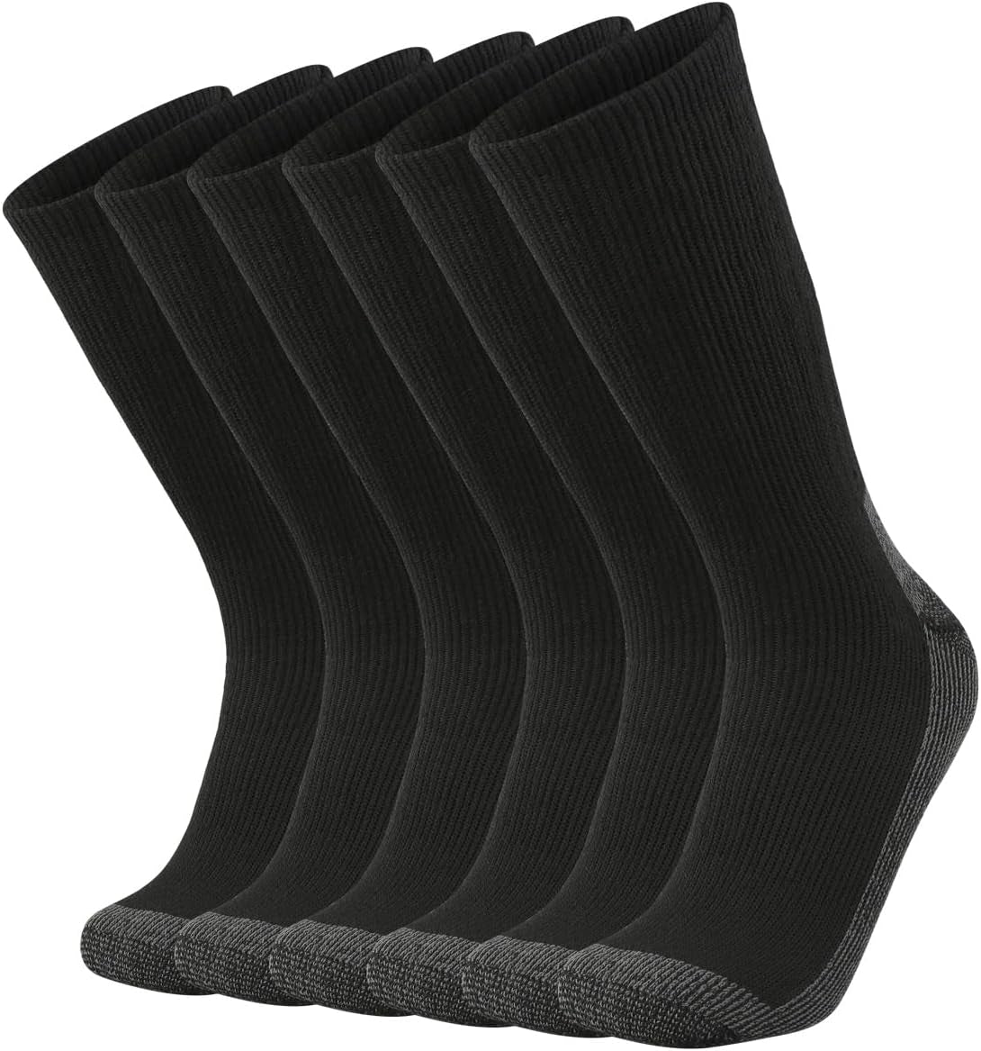 Men'S Merino Wool Cushion Crew Socks Moisture Wicking Control for Outdoor Hiking Work Boot Thermal Warm All Seasons