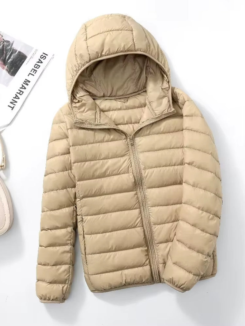 7XL plus Size down Jacket Women Hooded Ultra Light down Jacket Women plus Feather Winter Thin Warm Windbreaker Coats