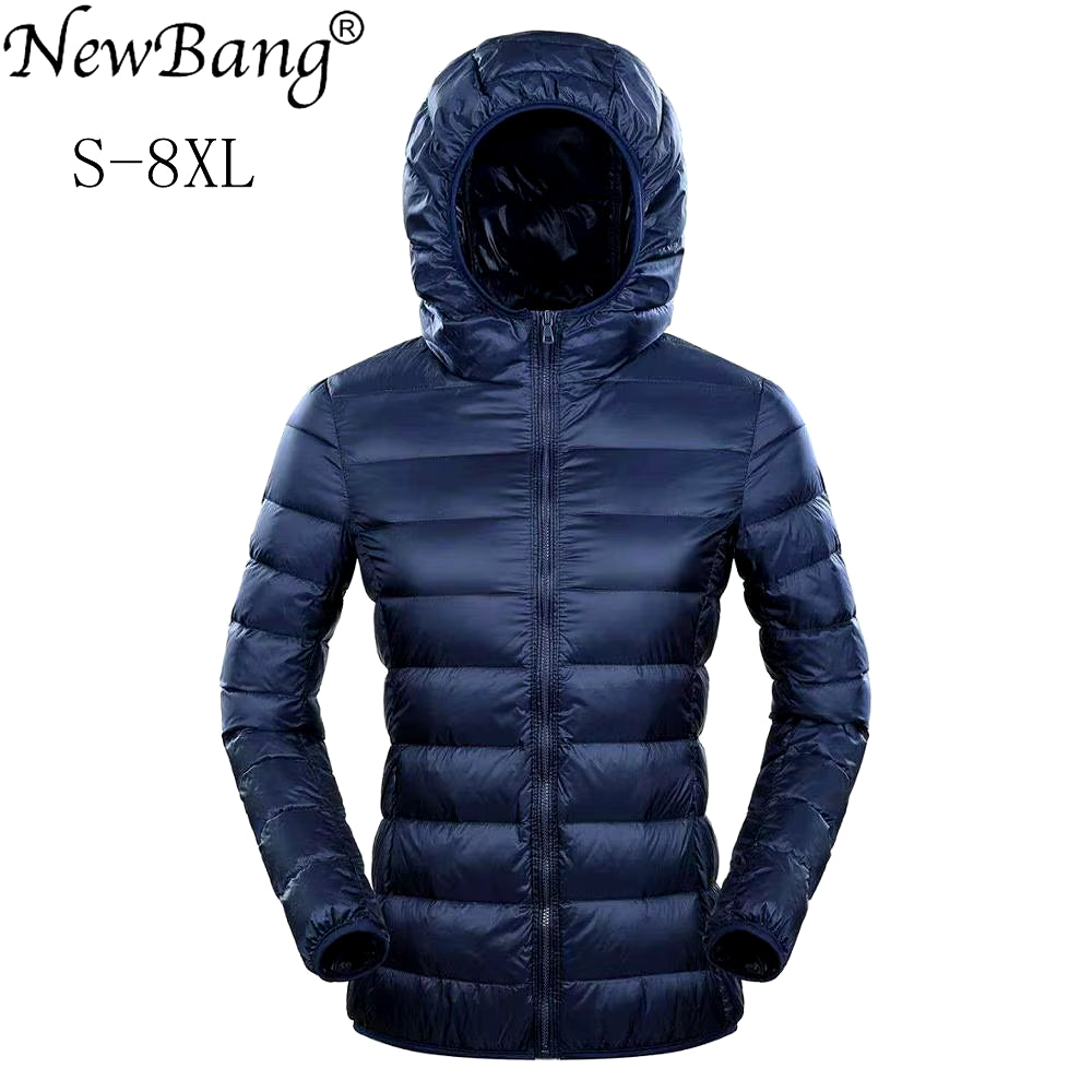 7XL plus Size down Jacket Women Hooded Ultra Light down Jacket Women plus Feather Winter Thin Warm Windbreaker Coats